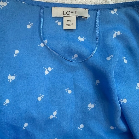 LOFT Sky Blue Patterned Kimono Boho Layer Lightweight Versatile Sz M/L - Picture 4 of 5